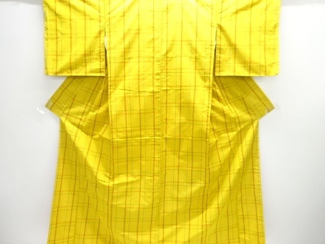 JAPANESE KIMONO / UNUSED ENSEMBLE KIMONO / SILK / YONEZAWA TSUMUGI / WOVEN GRID